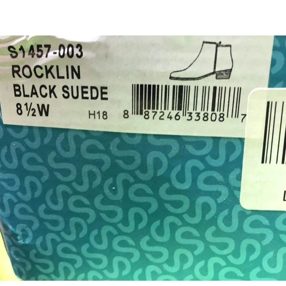 Softwalk Women’s Rocklin, Black Suede Ankle Booties, Size 8.5 Wide
